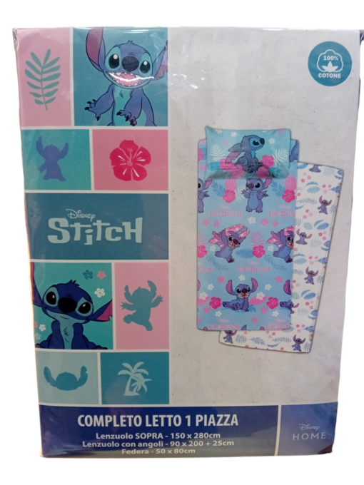 COMPLETO LENZUOLA DISNEY LETTO SINGOLO STITCH MOD.1